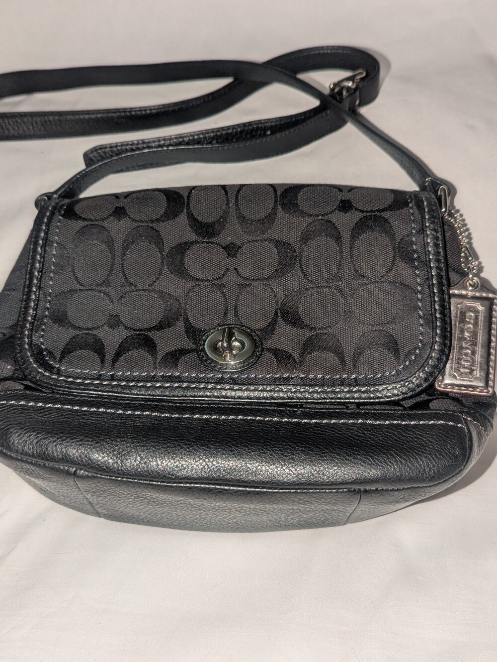 Coach Park Black Signature Canvas Turn-Lock Crossbody - Picture 11 of 12